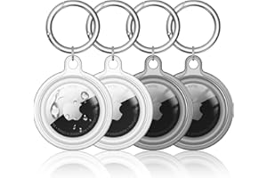 Foweroty IPX8 Waterproof Airtag Holder, 4 Pack Apple Airtags with Keychain, Air Tag Case for Luggage, Dog Collar, Keys, Anti-Scratch Full Body Protective Air Tags Holder(2 Clear/2 Black)