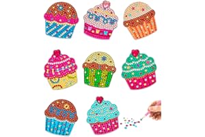Little Jupiter Cupcake Diamond Art Magnets Set -2023 Ver w/ 8pcs - Diamond Art Kits for Kids w/Diamond Art Stickers & Wood - Diamond Art Kits for Kids - Diamond Art for Kids - Diamond Art Kits