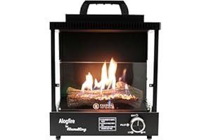 Flame King ALOGFIRE Propane Ambiance Log Fireplace Heater, Clean and Smokeless Dancing Flames, Indoor and Outdoor Use, for Campers, Patios, and Workshops