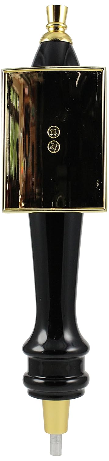 Beer Tap Handle - 11.26" Black Wood Tap with Gold Accents for Bar Draft System or Kegerator