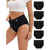 INNERSY Women's Underwear Cotton Soft Underwear High Waisted Breathable Briefs 5 Pack
