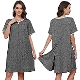 Liokoc Hospital Gowns for Women Open Back Tear Away Snap Post Shoulder Surgery Short Sleeve Soft Cotton Adaptive Clothing