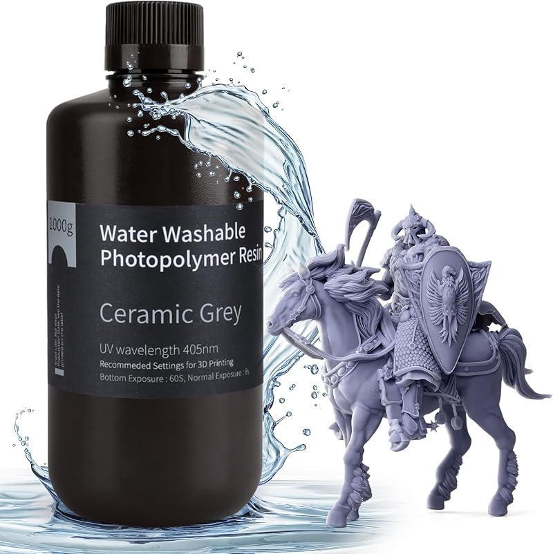 ELEGOO Water Washable Resin 1.0 Ceramic Grey 1000g 405 nm LCD Printable
