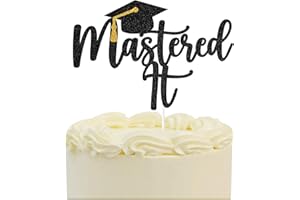 PANHUI Black Glitter Mastered It Cake Topper,College Grad,Congratulations MBA Graduation Party Decorations Supplies