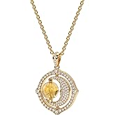 Fettero Gold Necklace for Women - Non Tarnish 14K Plated Gold Necklace Dainty Charm Magical Rotating Pendant Personalized Ball Crescent Moon Necklaces for Women Christian Jewelry Gift