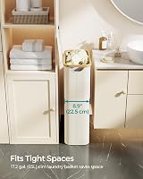 SONGMICS 65L Slim Laundry Basket with Lid Cream White LCB506W01 view 3