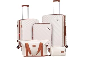 Rosamo 5 piece Luggage Set Expandable Suitcase 22x14x9 Airline Approved Carry on, ABS Hard Case Suitcases with Spinner Wheels, TSA Lock, Durable Waterproof Travel Set