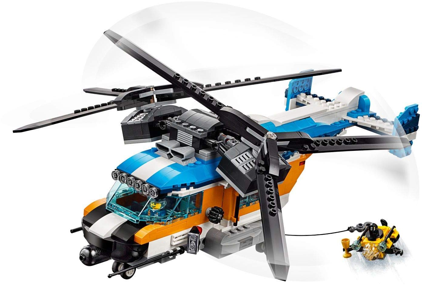 LEGO 31096 Creator 3in1 Twin Rotor Helicopter Toy, Jet and ROV Submarine Set