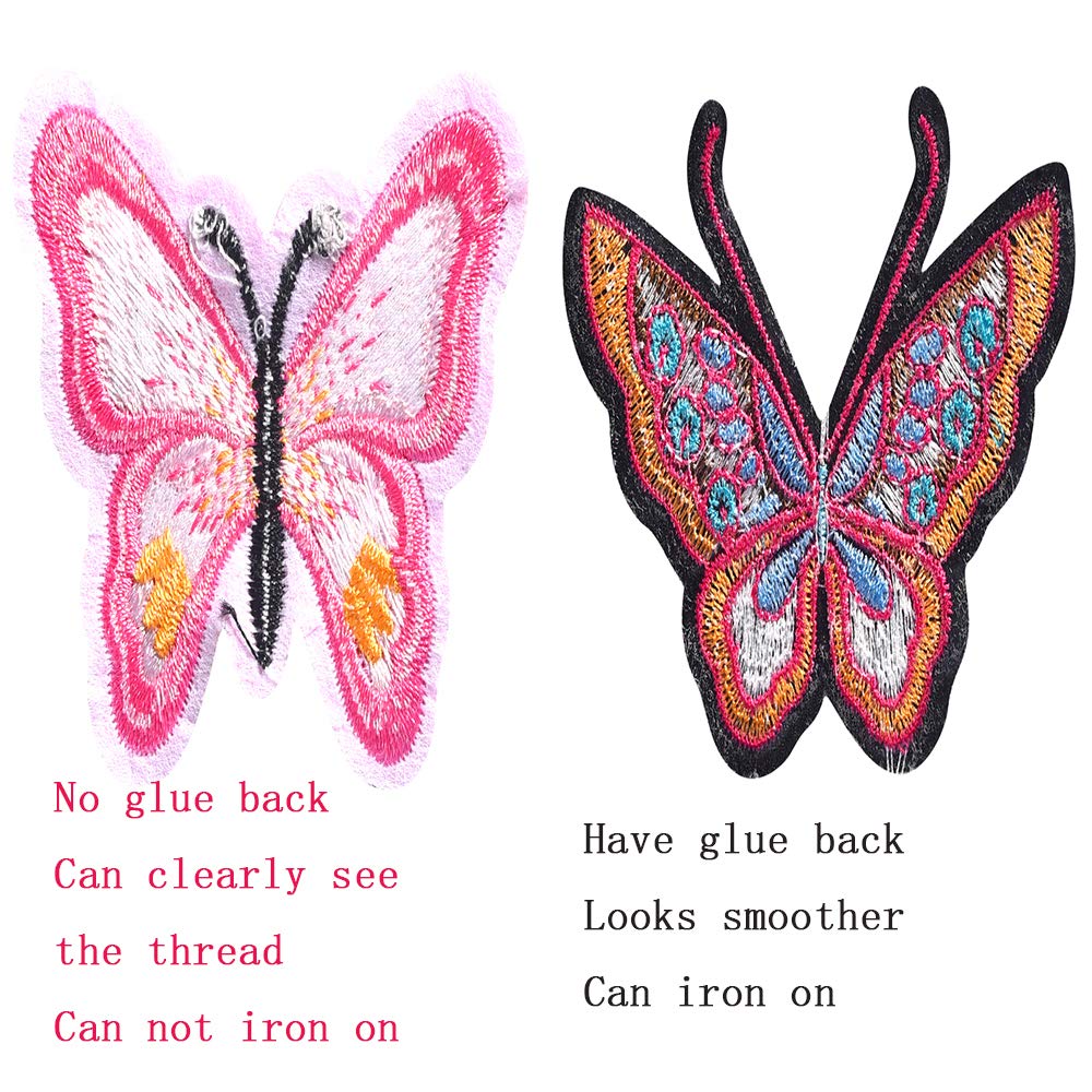 Isense Iron/Sew on Embroidered Butterfly Patches Assorted Bees Cicadas Patches for Jeans Jackets Shirts Backpack Shoes Perfect DIY Decoration Accessory