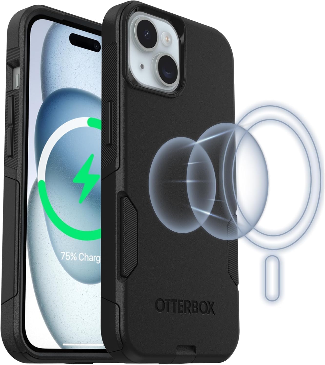OtterBox iPhone 16e, iPhone 15, iPhone 14, and iPhone 13 Commuter Series Case - MagSafe Edition - Black, Slim & Tough, Pocket-Friendly, with Port Protection