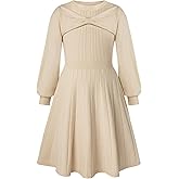 GRACE KARIN Girls Sweater Dress Bow Collar Pleated Skirt 6-14Y Back to School Outfit Knit Fall Winter Dress