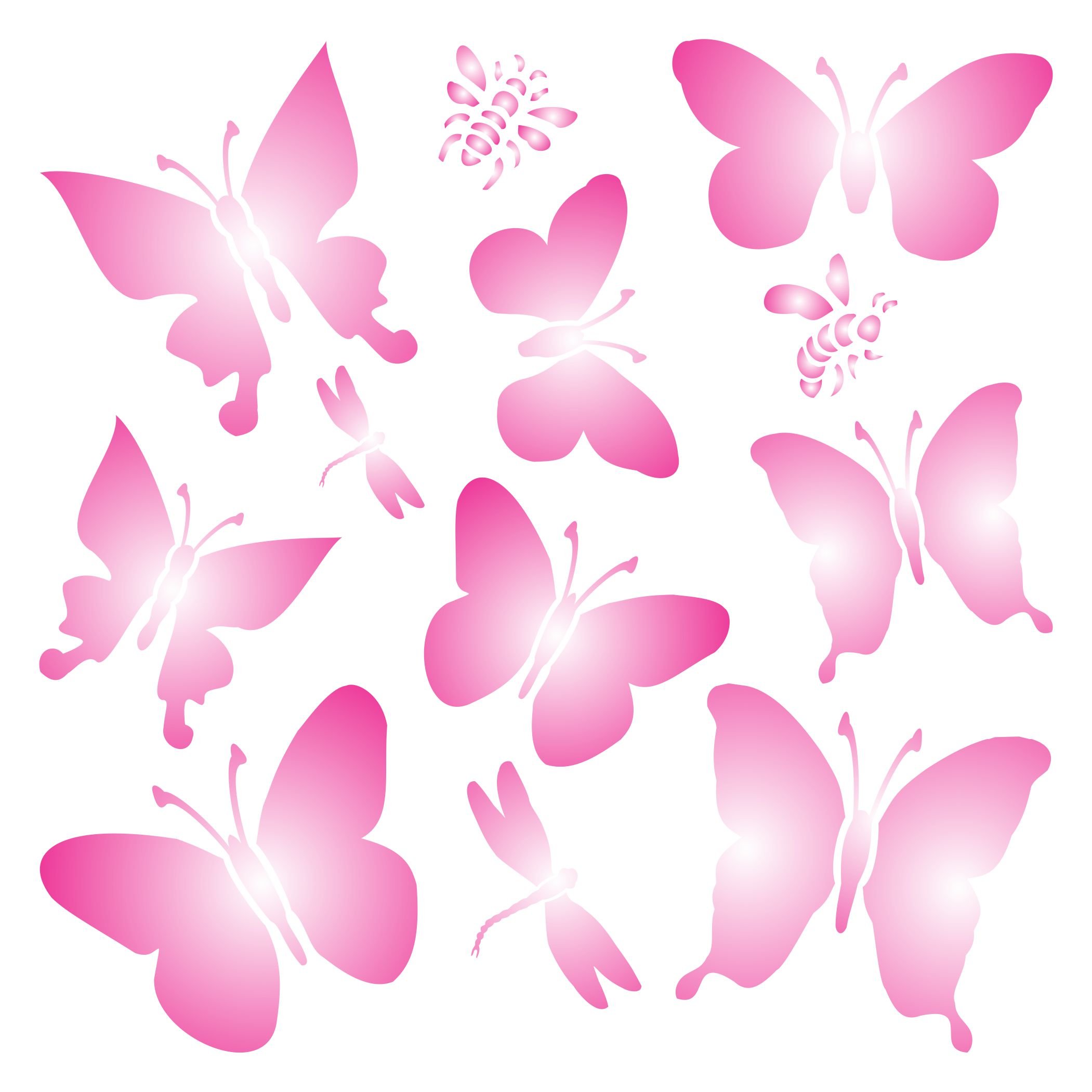 Butterflies Stencil - 11.5 x 11.5cm (S) - Reusable Dragonflies Butterflies Bees Wall Stencil Template