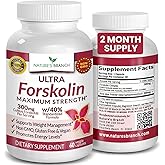 Ultra Forskolin for Weight Support - Maximum Strength, Coleus Forskohlii Root Powder Extract for Men & Women, Lean Supplement w/ 40% Standardized - Extra Strength Energy Boost Complex - 60 Capsules