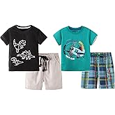 BIBNice Toddler Boy Summer Clothes Outfits Kids Cotton Short Sleeve Shirt Shorts Set 2-7 Years