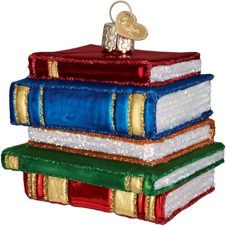 Ornaments - Old World Christmas Stack of Books Glass Blown Ornaments for Christmas Tree