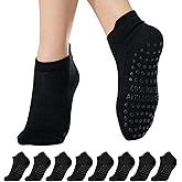CoolMate Pilates Socks with Grips for Women, Yoga Socks, Crew Non Slip Women for Barre, Valentines Day Gifts for Her