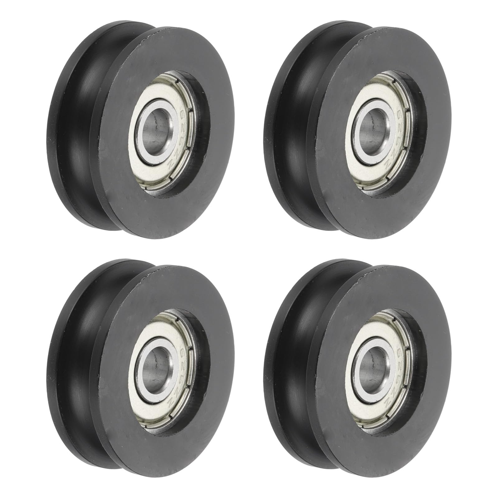 Photo 1 of MECCANIXITY U Groove Ball Bearing Roller, 6 x 30 x 10mm Nylon Pulley Guide Wheel Stainless Steel Track Wheel Heavy Duty Replacement for Slide Door Window Mechanical Equipment, Black Pack of 4