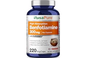 NusaPure Benfotiamine 300mg Per Veggie Caps 220 Count (Non-GMO, Vegan) Bioperine