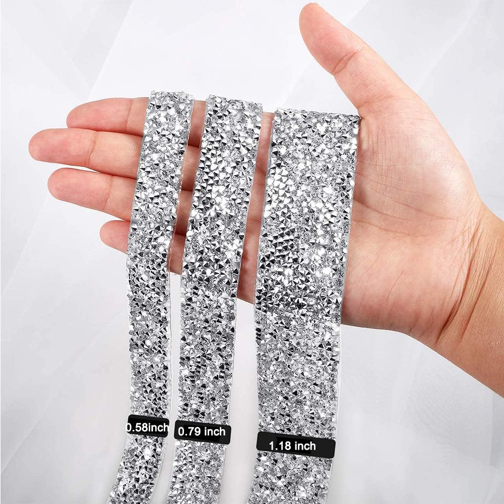 2 Rolls Crystal Rhinestone Ribbon, 8.6 Yards Self Adhesive Crystal Rhinestone Diamond Ribbon - Image 4