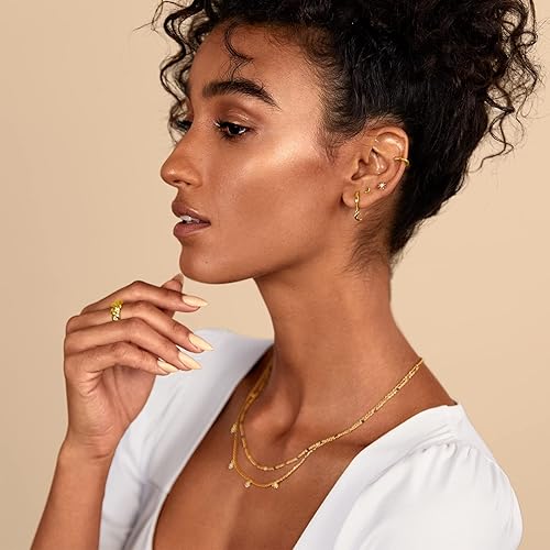 PAVOI Orecchini A Perno Con Dorso Piatto In Argento 925 Placcato Oro 14K – A Forma Di Fiore Con Zirconia – Ipoallergenici Per Lobo E Cartilagine - 2
