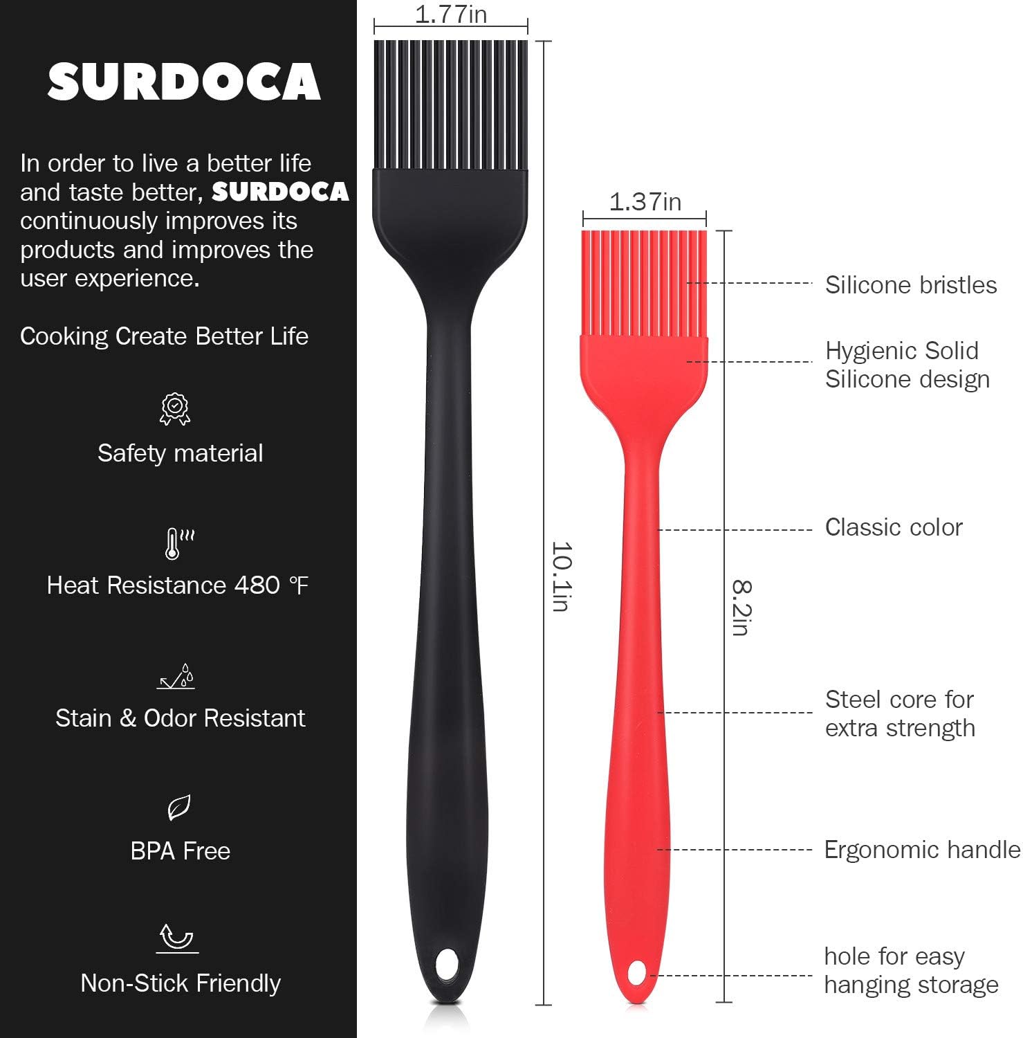 SURDOCA Silicone Basting Brush Pastry Brush - Image 3