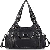 Angel Kiss Purses for Women, Large Shoulder Bag Hobo Tote Purse Mutipocket Faux Leather Satchel Hobo Purse