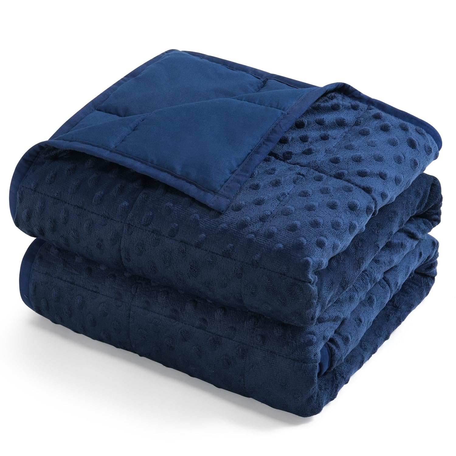 Photo 1 of Kivik Weighted Blanket 12 lbs for Adults, Minky Dot Heavy Blankets, Microfiber Reversible Weighted Throw Blankets for All Seasons, Machine Washable, 48"x72" Twin Size, Navy Blue