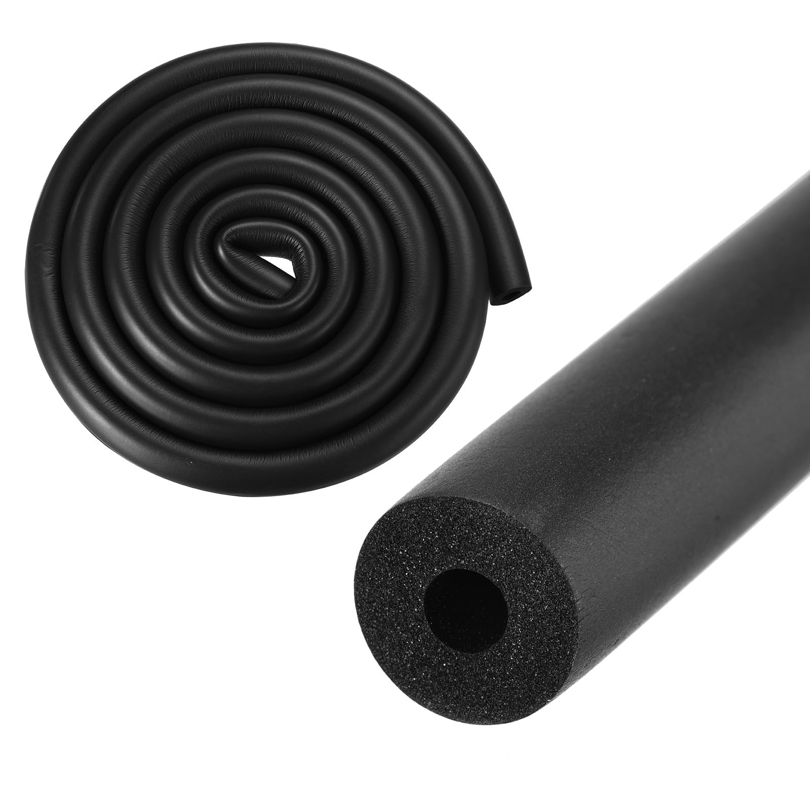M METERXITY Pipe Insulation Foam Tube, 6mm ID 16mm OD 2m Length, Soft Flexible Pipe Foam Insulation for Handle Grip Support/Guitar Stand/Roof Racks [Black]