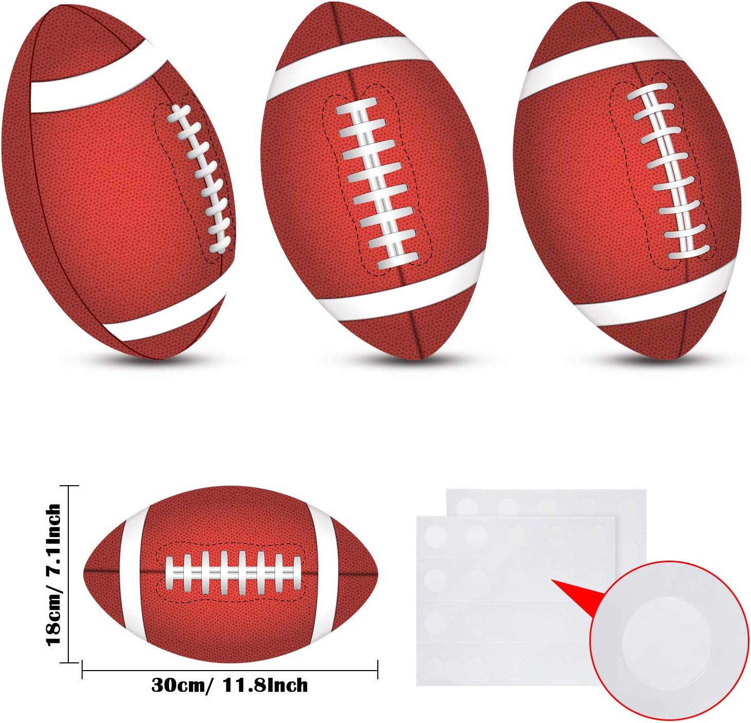 15 Pieces Football Theme Party Cutout Football Classroom Party Decoration Football Game Cutouts with Glue Point Dots for Football Party Supplies 11.8 x 7.1 Inch - Image 3
