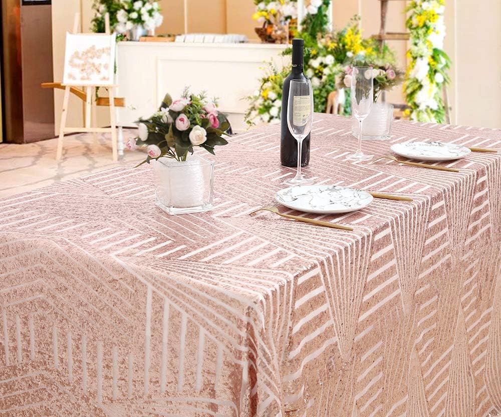 SoarDream Sequin Tablecloth Rose Gold Diamond Sparkly Collapsible Linen 50x50inch for Wedding Party Birthday