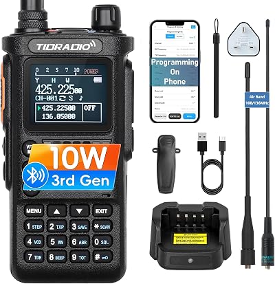 TIDRADIO TD-H8 10W Ham Radio Bluetooth Programming 8-Band NOAA Weather
