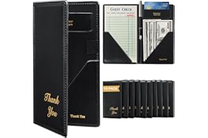 FLKQC Restaurant Check Presenters, 10 Pack 9" x 5" Guest Check Card Holder with Gold Thank You Imprint for Severs, Server Boo