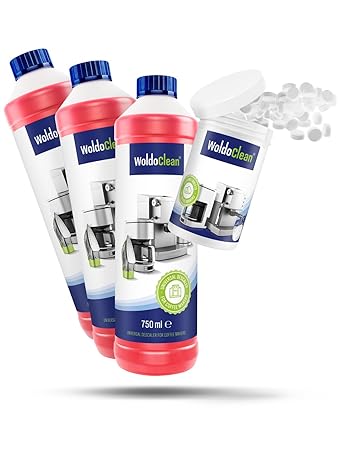 WoldoClean 3x 750ml Entkalker und 150x Reinigungstabletten Reinigungsset Pflegeset für Kaffeevollautomaten Vollautomat
