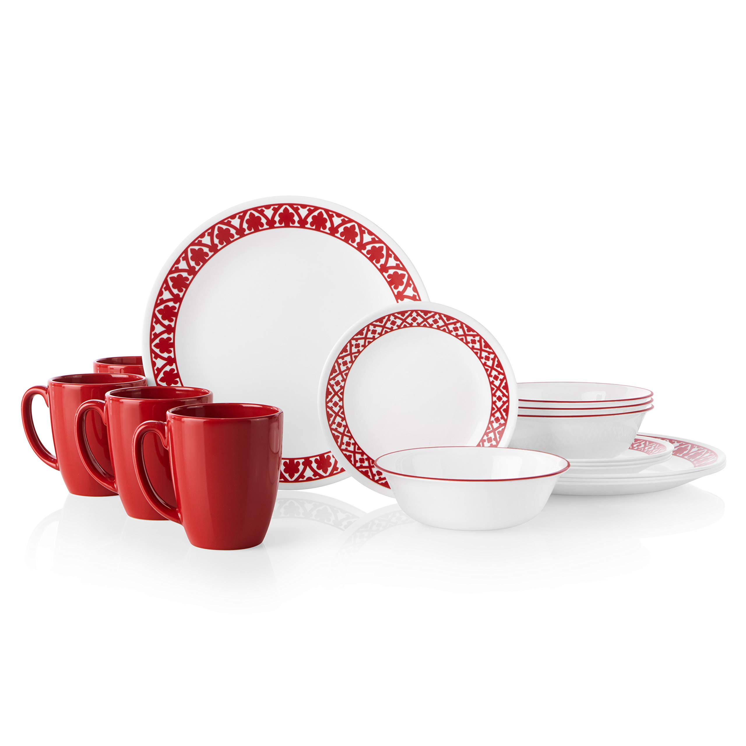 Corelle 16-Piece Dinnerware Set Service for 4, Chip Resistant, Glass, Venetian Evening