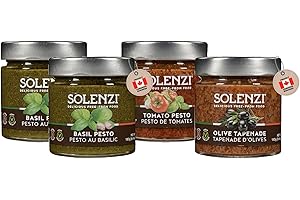 SOLENZI - Keto Pesto Variety Bundle | Gluten-Free, Nut-Free, Vegan | Non GMO | Basil Pesto, Sun-dried Tomato Pesto and Olive 