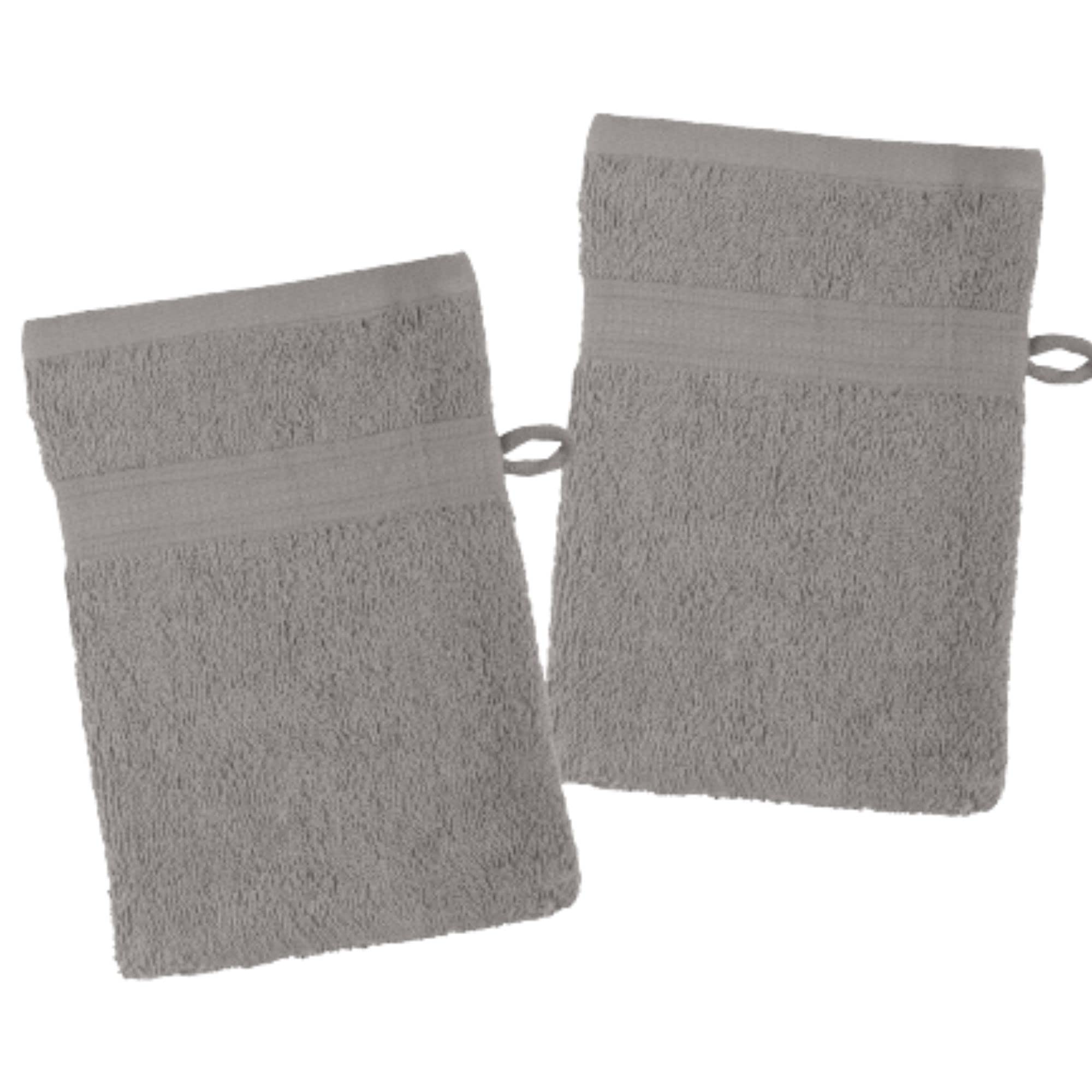 Lovely Casa - Set of 2 Wash Mitts - Size 15 x 21 cm - 100% Organic Cotton - Taupe - Lagoon Model - Bath Linen - Soft Oeko Tex Certified