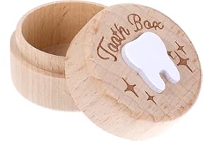 Tucnoeu Rustic, Decorative Wooden Tooth Box, Baby Keepsake Box, 2.01 x 1.38 x 3.35 inches