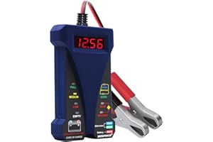 MOTOPOWER MP0514B 12V Digital Battery Tester Voltmeter and Charging System Analyzer with LCD Display and LED Indication - Blue Rubber Paint