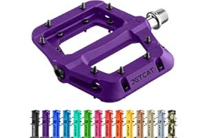 JETCAT Mountain Bike Pedals Flat - MTB Pedals Flat, Bicycle Pedals for BMX/MTN/Road/Gravel/EBike, BMX Pedals, Platform Pedals, Adults & Kids Bike Replacement Upgrades Parts 9/16