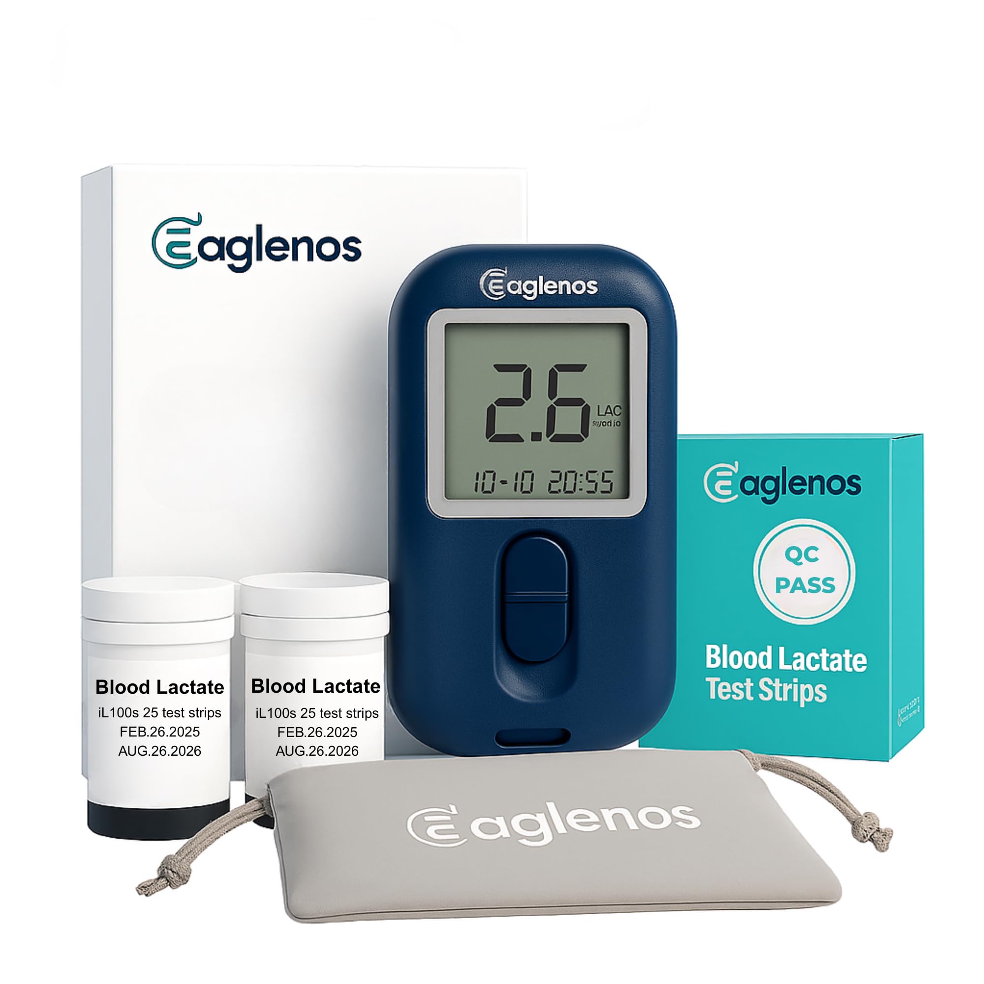 Photo 1 of Eaglenos Lactate Meter for Athletes – 0.8µL Sample, 10s Result, Bluetooth Sync, 800-Test Memory, for Sports Performance Tracking(50 Test Strips Included, Batteries not Included)