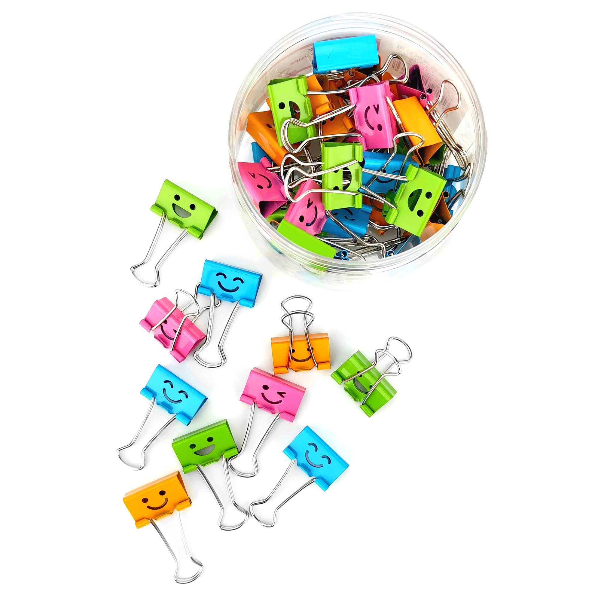 D.RECT Foldback Clips for Office | 48 Pack Multipurpose Metal Paper Clips | Assorted Colors | 25mm