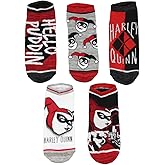 DC Comics Harley Quinn Adult Character Themed Designs 5 Pack Mix and Match No Show Ankle Socks