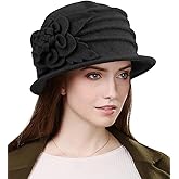 Sumolux Women Beret Hat French Vintage Floral Wool Dress Cloche Classic Winter Hat 1920s