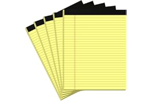MUIANG Legal Pads 8.5 x 11 Yellow Note Pads 8.5 x 11.75 Wide Ruled Writing Pads Lined Notepad for Home, School, Office Use, 80gsm Perforated Paper - Sturdy Cardboard Backing Support, 5 Pack (30 Sheets/Pad)