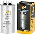 Capacitor for Air Conditioner 45 uf MFD 370 or 440 Volt VAC, Multi-Purpose Round Capacitor for AC Motor Run or Fan Motor Start or Condenser Straight