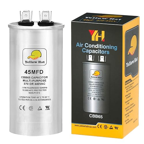 55 Uf MFD 370/440 Volt Air Conditioner Capacitor - Round Motor Run Capacitor With 5-Year Warranty