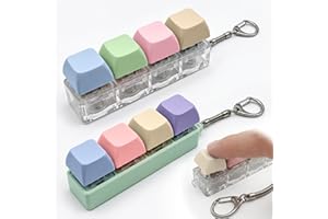 2Pcs Keyboard Fidget for Adults, Macaron Clicker Keyboard Keychain, Finger Fidget Clicker to Relief Stress, Mechanical Switch