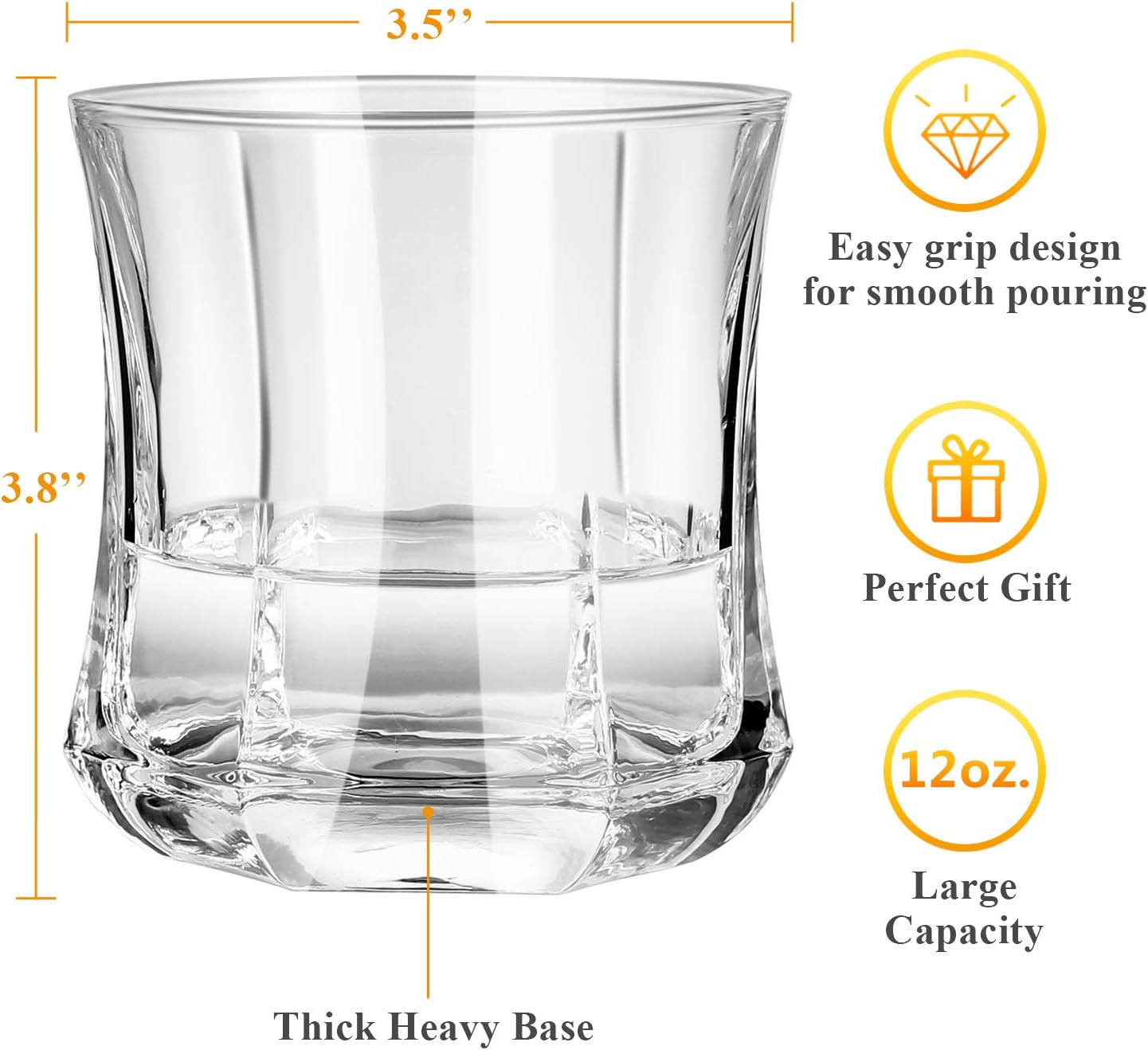 Bicchieri Da Whisky In Vetro Di Cristallo - Design A Diamante Inclinato, Capacità 10oz, Set Di 2 - Foto 2