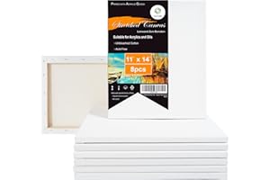 CONDA 11x14 inch Stretched Canvas for Painting, Pack of 8, Primed, 100% Cotton,5/8 Inch Profile Value Bulk Pack for Acrylics, Oils Painting