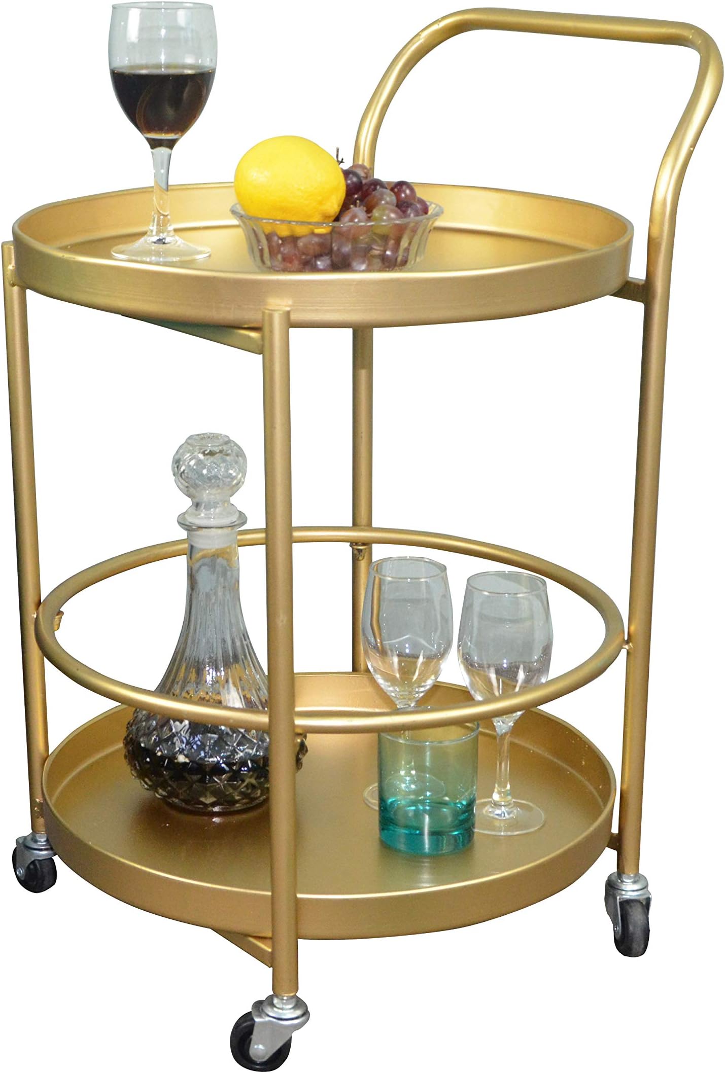 AOJEZOR Serving Cart, 3 Tier Rolling Car, Bar Cart, Kitchen Island Utility Cart, Bathroom Storage Organizer, Modern Design for Kitchen Decor, Gold